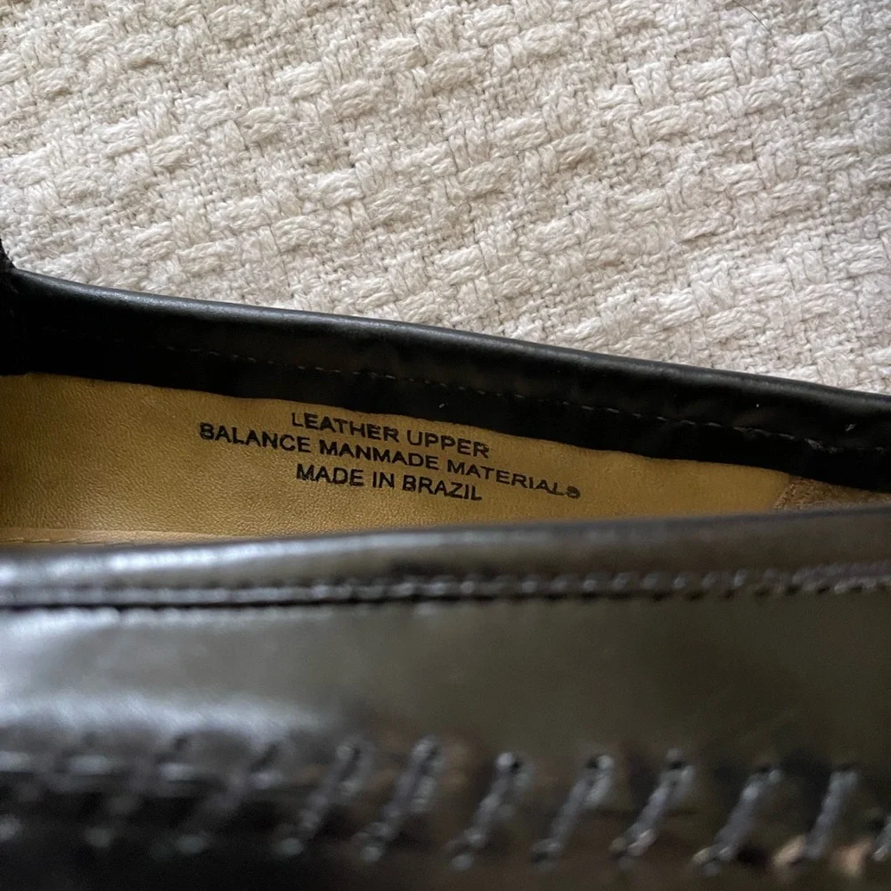 Stacy Adams men’s black leather woven loafers